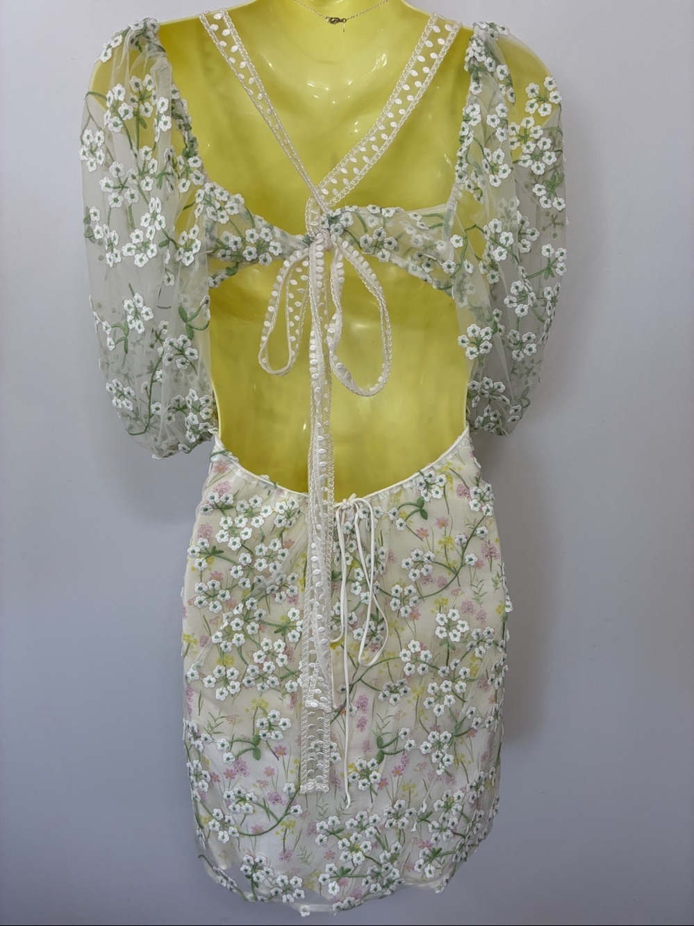 For Love And Lemons Dress "Eclair" Embroidered Flowers Mini New With Tags Small - Picture 6 of 8